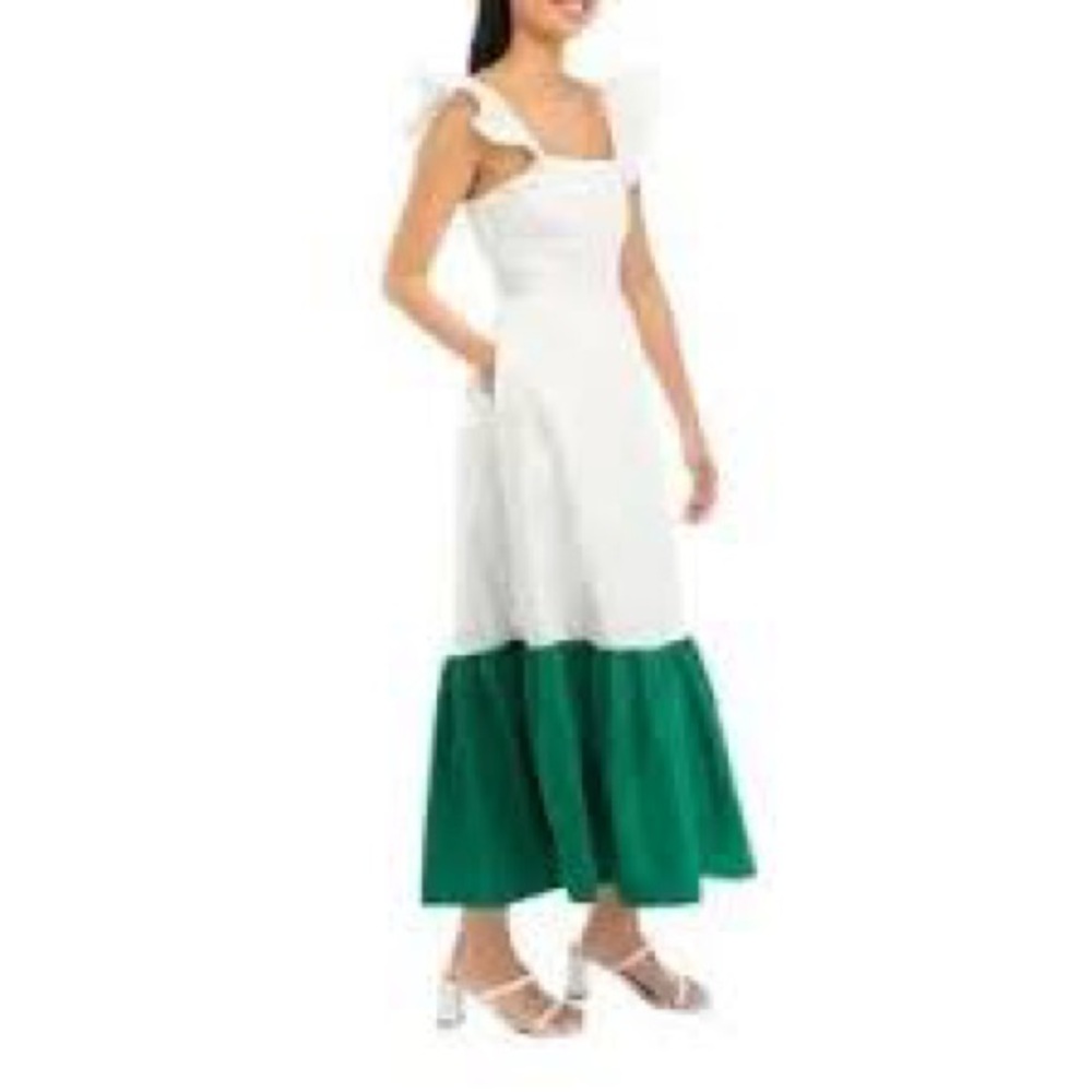 English Factory White and Green Maxi Dress